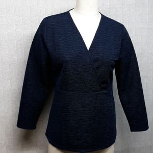 Ann Taylor Navy V-neck Blouse (M)